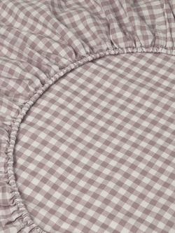 Piglet in Bed Gingham Linen Blend Fitted Sheet - view 2, Elderberry