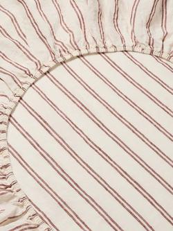 Piglet in Bed Kemptown Stripe Linen Blend Fitted Sheet - view 2, Rhubarb