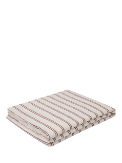 Piglet in Bed Kemptown Stripe Linen Blend Flat Sheet - view 2, Rhubarb