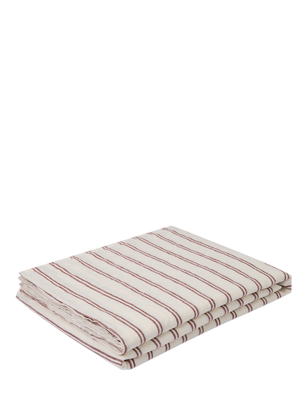 Piglet in Bed Kemptown Stripe Linen Blend Flat Sheet - view 2, Rhubarb