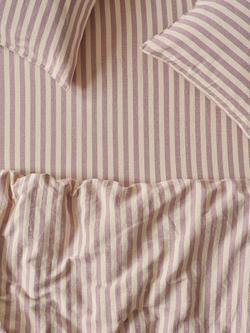 Piglet in Bed Pembroke Stripe Linen Blend Fitted Sheet, Elderberry