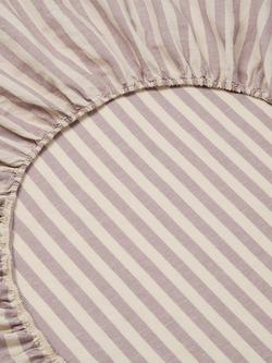 Piglet in Bed Pembroke Stripe Linen Blend Fitted Sheet - view 2, Elderberry