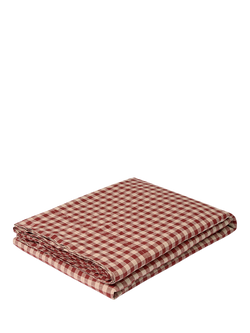 Piglet in Bed Gingham Linen Blend Flat Sheet - view 2, Rhubarb/Oatmeal