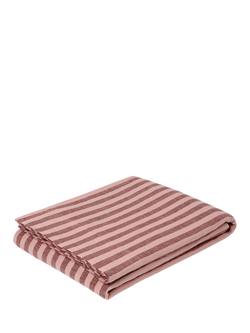 Piglet in Bed Pembroke Stripe Linen Flat Sheet - view 2, Rhubarb/Rose
