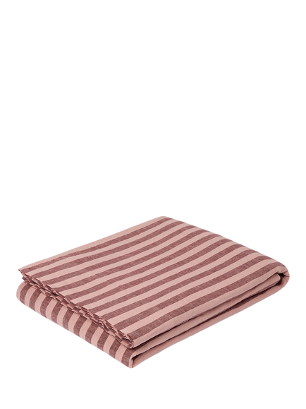 Piglet in Bed Pembroke Stripe Linen Flat Sheet - view 2, Rhubarb/Rose