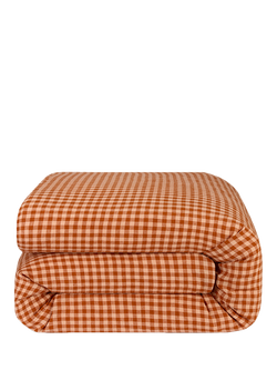 Piglet in Bed Colour Drench Gingham Linen Blend Bedding - view 2, Cinnamon/Peach