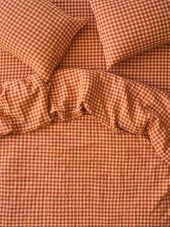 Piglet in Bed Colour Drench Linen Bedding, Cinnamon/Peach, Single