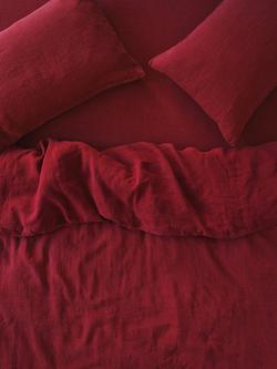 Piglet in Bed Plain Linen Bedding, Rhubarb