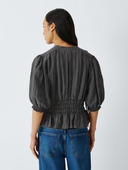 AND/OR Lulu V-Neck Gathered Top - view 2, Charcoal