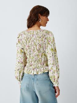 AND/OR Jolie Floral Shirred Top, Multi Floral - view 2, Multi Floral