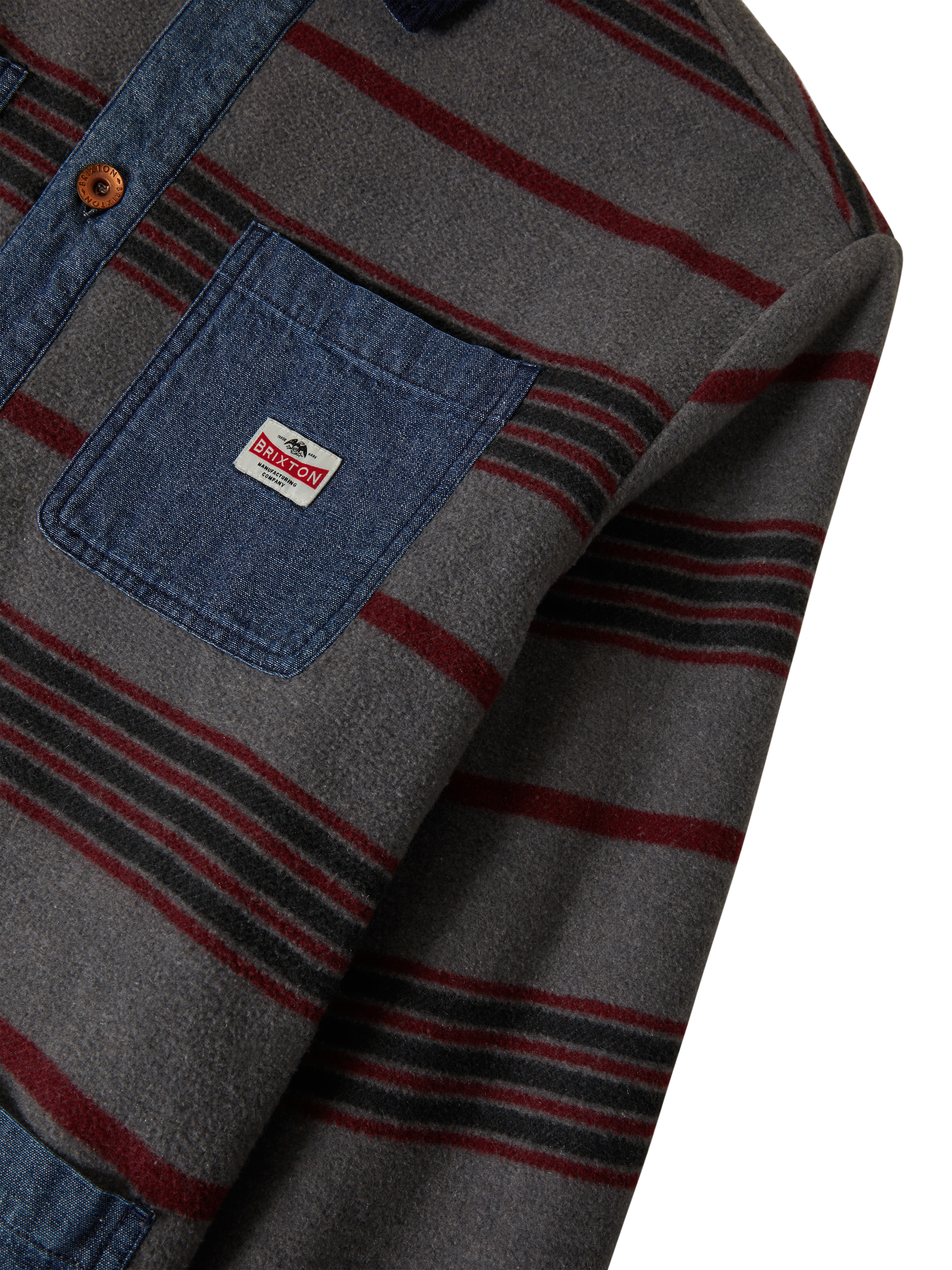 Product image 6 of 9, which shows Brixton Altered Threads Chore Coat, Medium Wash Denim, S