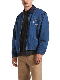 Brixton Lined Denim Garage Jacket, Medium Wash Denim, Medium Wash Denim