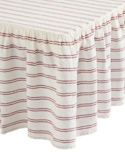 Piglet in Bed Kemptown Stripe Linen Blend Valance, Rhubarb