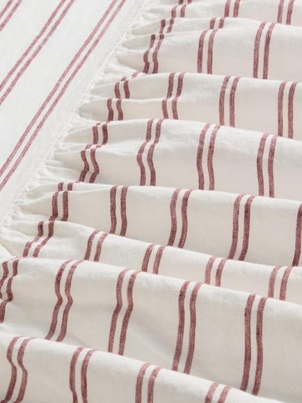 Piglet in Bed Kemptown Stripe Linen Blend Valance - view 2, Rhubarb