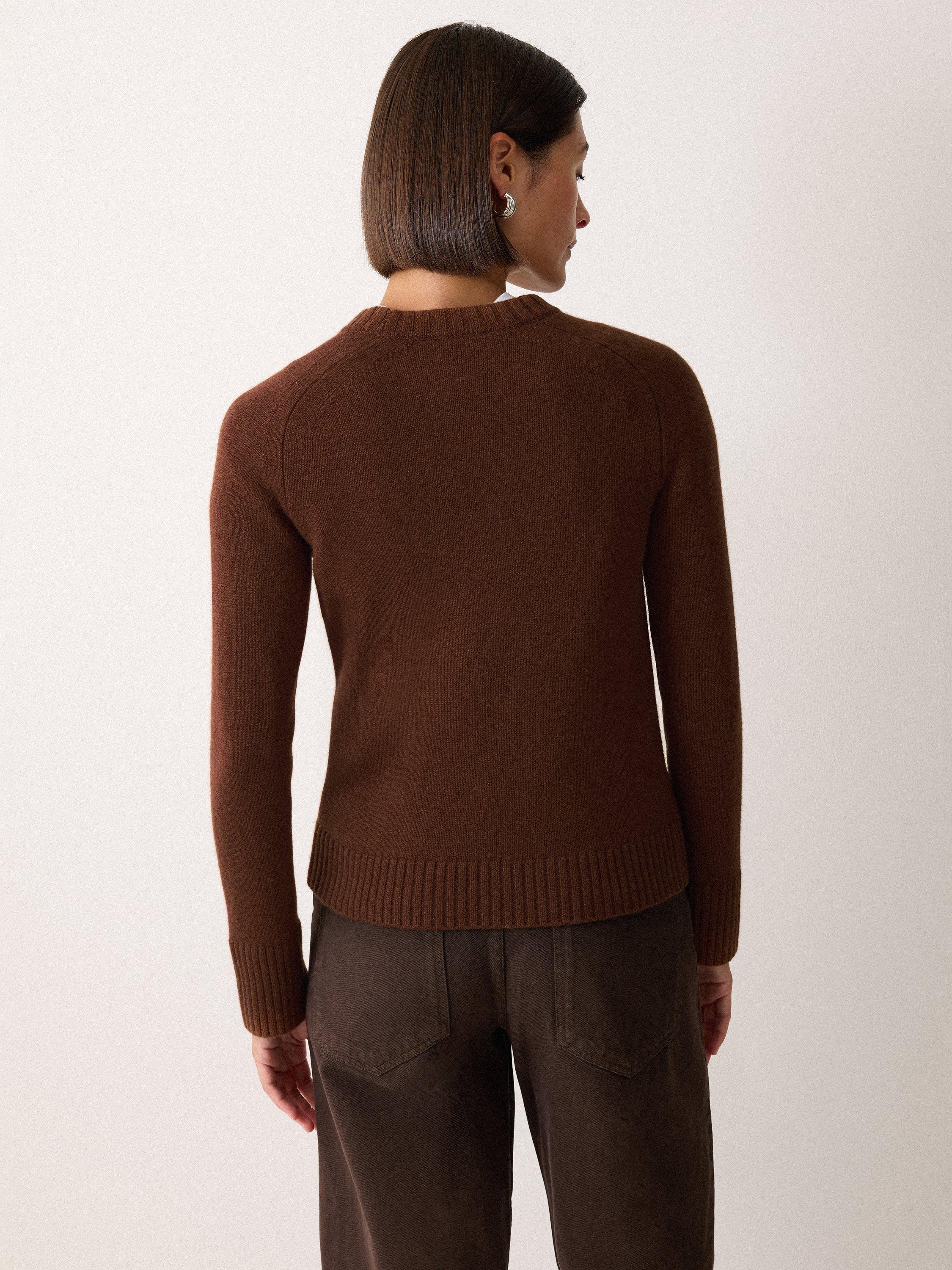 Product image 2 of 5, which shows Jigsaw Wool Rich Saddle Jumper, Brown, XS