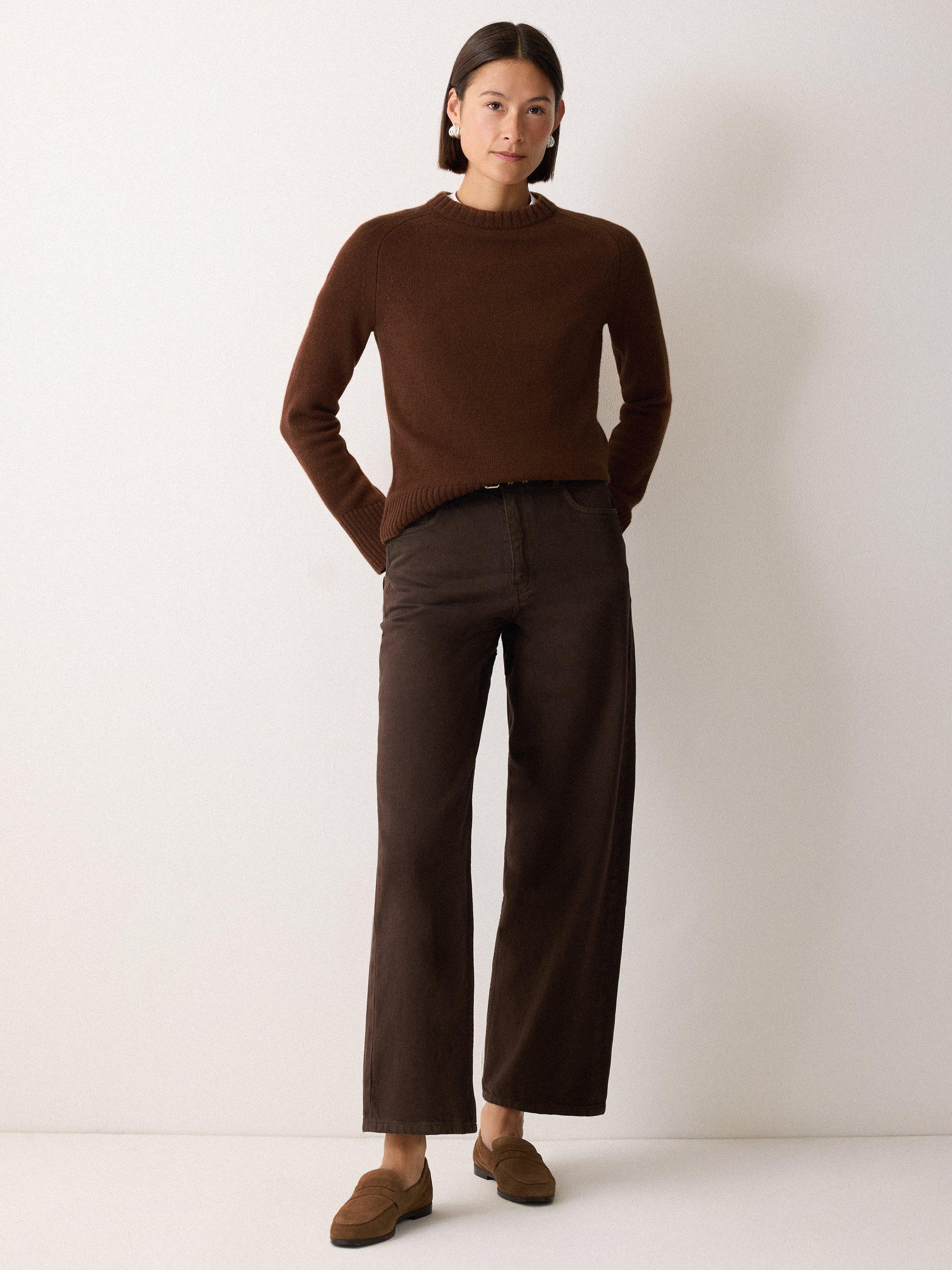 Product image 4 of 5, which shows Jigsaw Wool Rich Saddle Jumper, Brown, XS