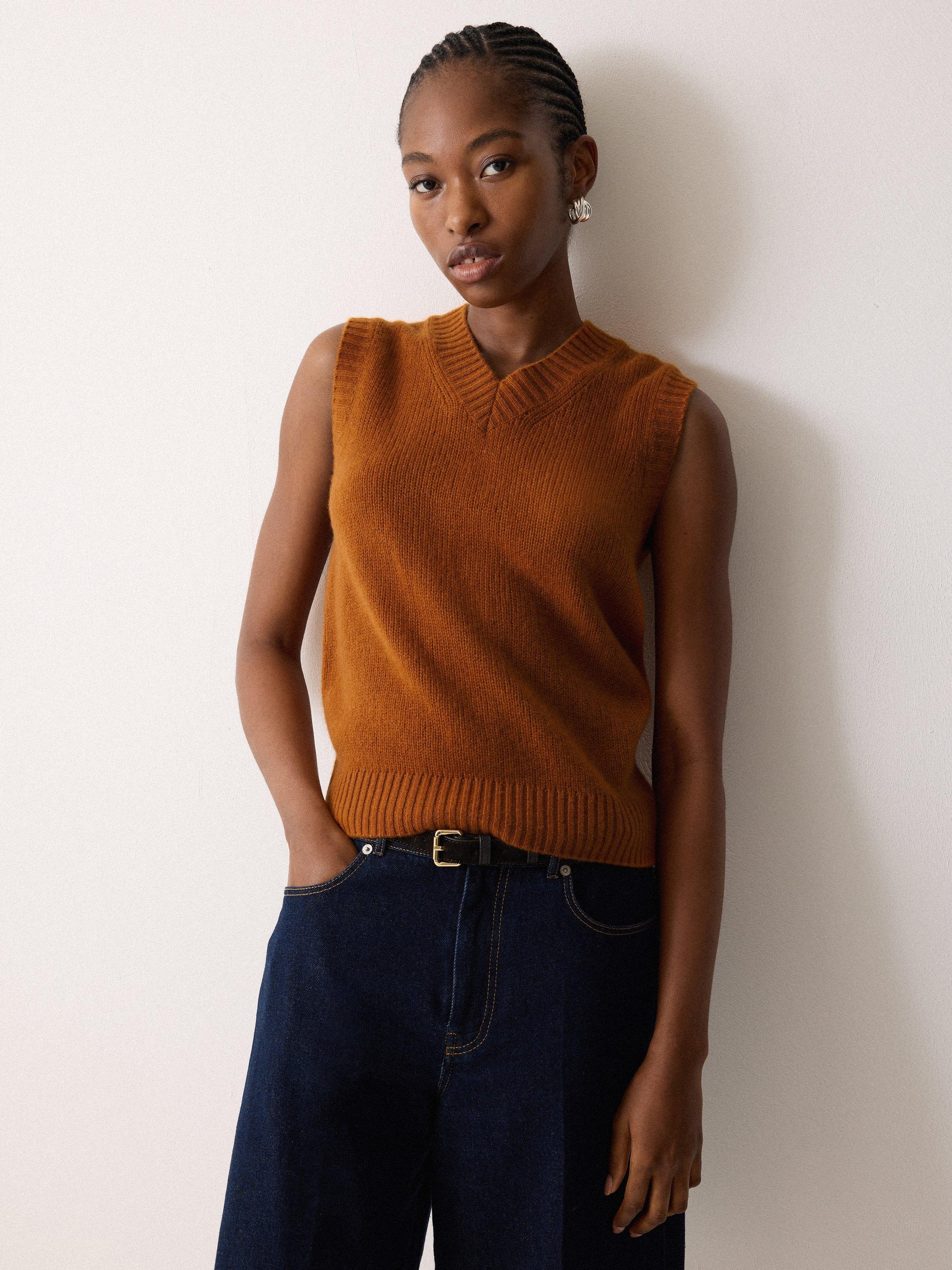 Product image 1 of 5, which shows Jigsaw Pure Cloud Cashmere Tank Top, Orange, S