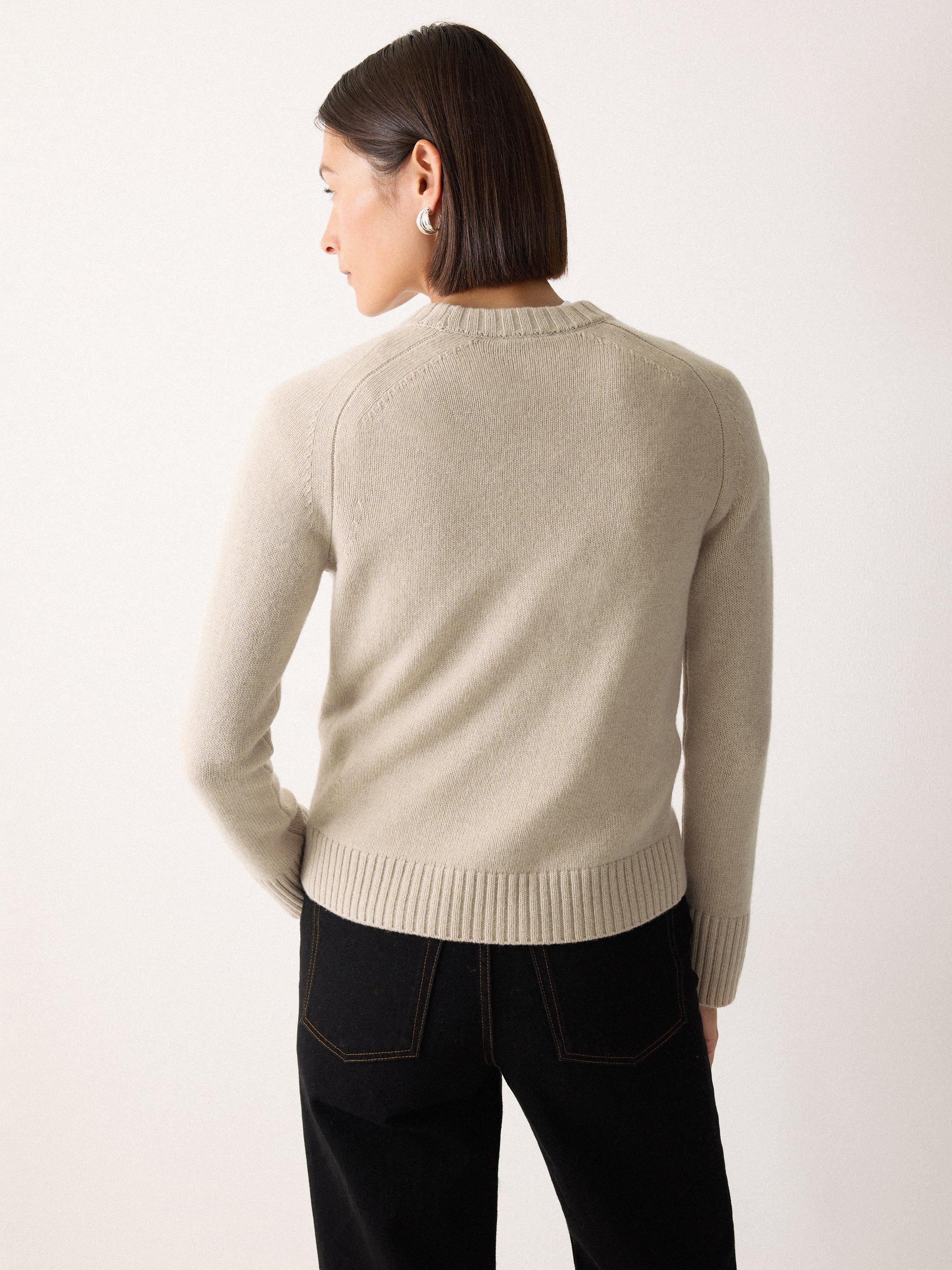 Product image 2 of 5, which shows Jigsaw Wool Rich Saddle Jumper, Cream, XS