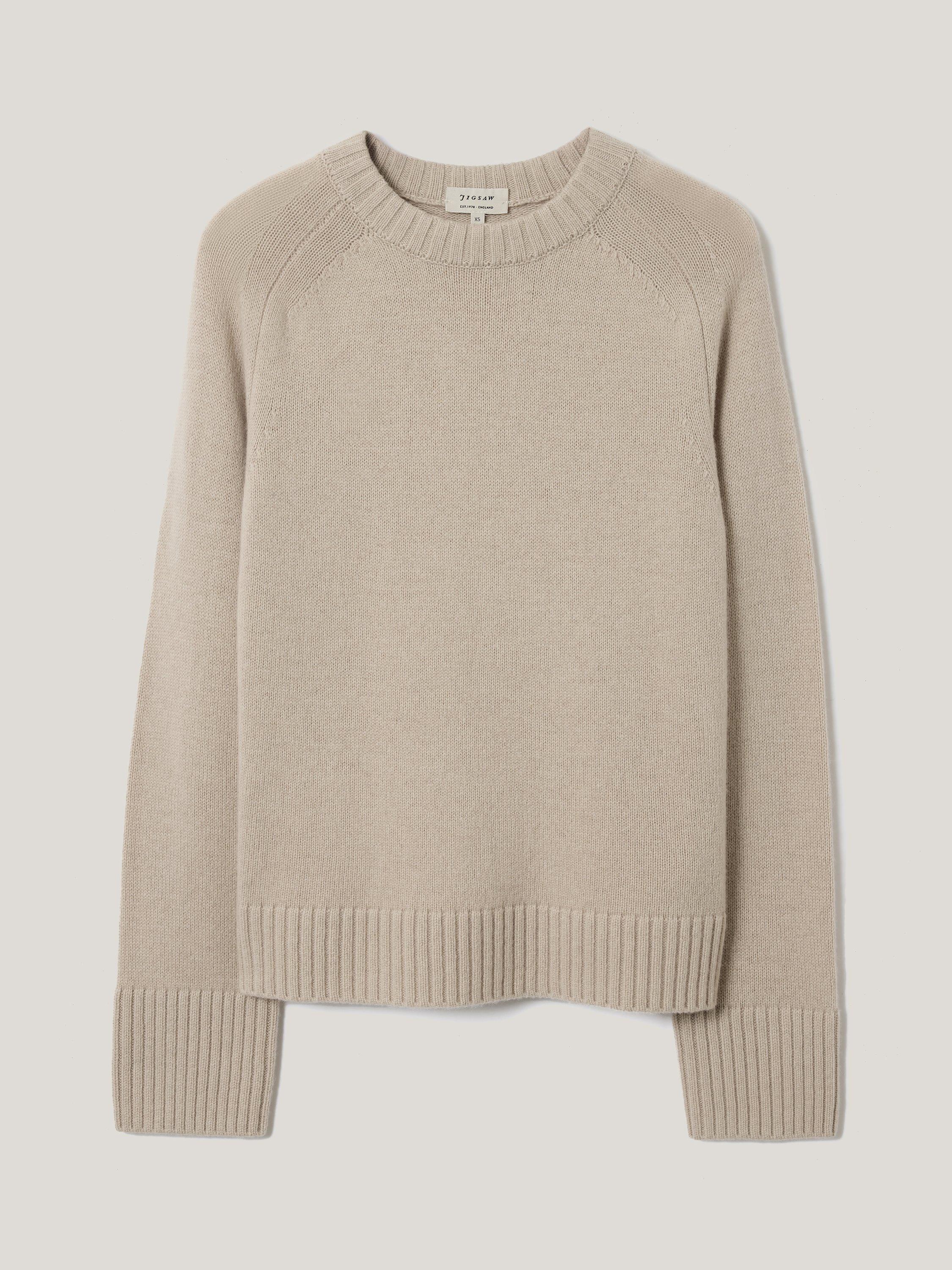 Product image 5 of 5, which shows Jigsaw Wool Rich Saddle Jumper, Cream, XS