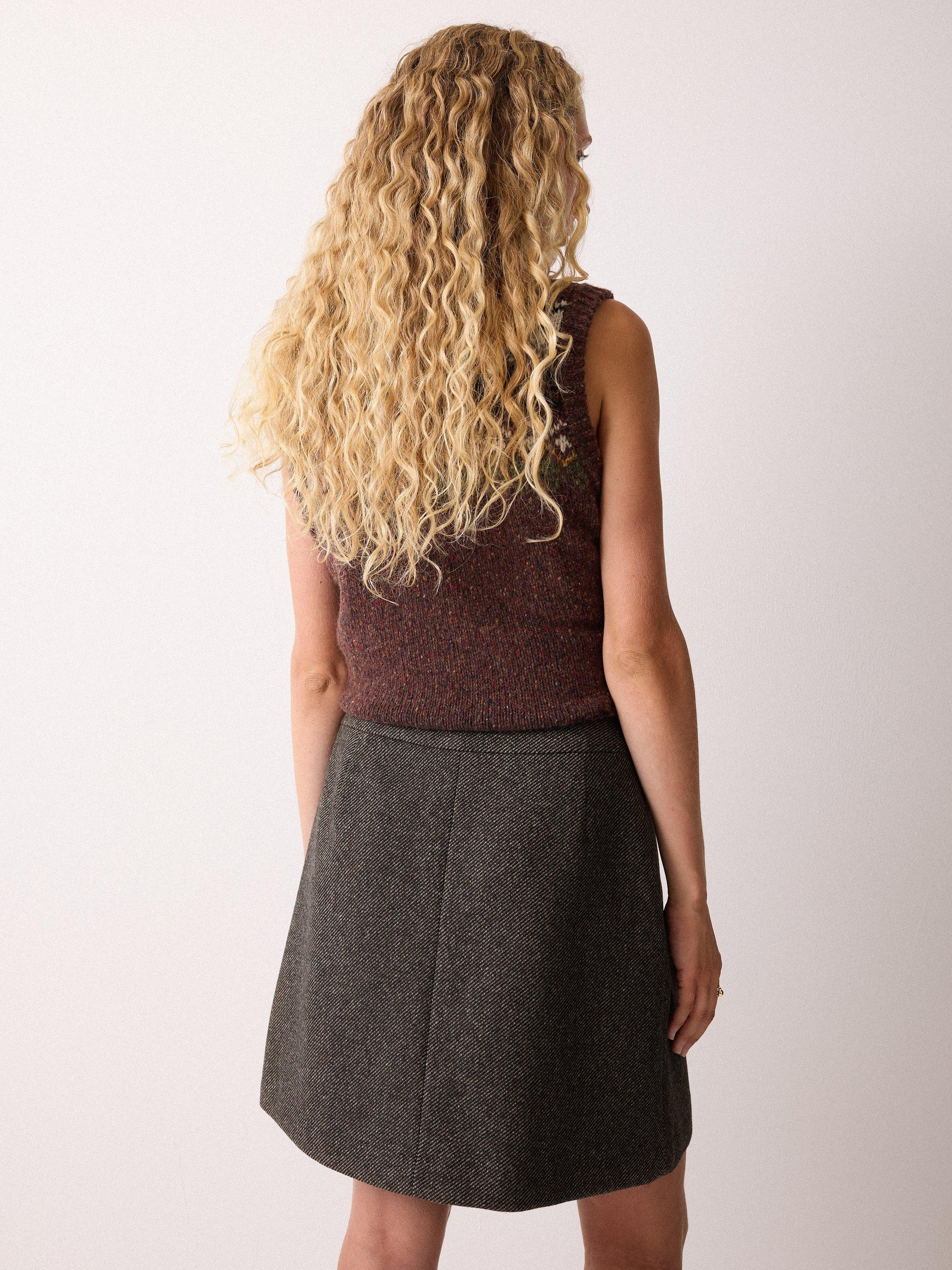 Product image 2 of 5, which shows Jigsaw Wool Rich Twill Mini Skirt, Brown, 16