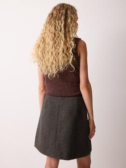 Jigsaw Wool Rich Twill Mini Skirt, Brown - view 2, Brown