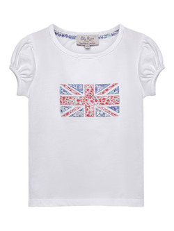 Trotters Kids' Liberty Capel Flag Short Sleeve T-Shirt, White, White