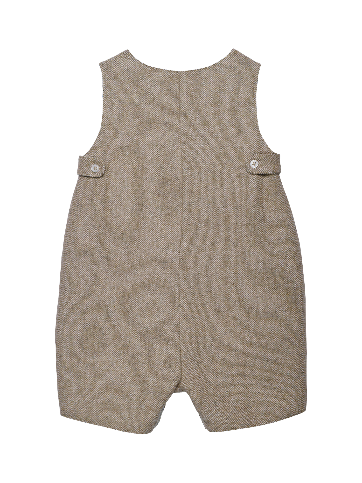 Product image 2 of 2, which shows Trotters Baby Guardsman Archie Wool Blend Romper, Brown Herringbone, 1-3 months