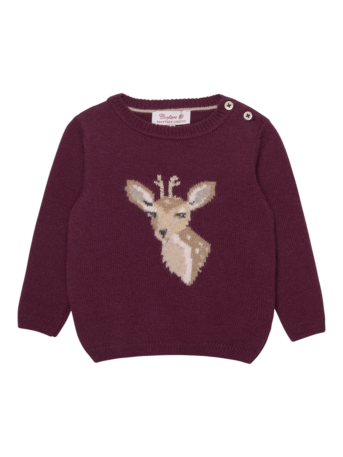 Product image 1 of 2, which shows Trotters Baby Dasher Jumper, Claret, 3-6 months