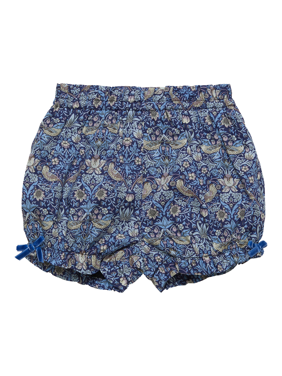 Product image 1 of 2, which shows Trotters Kids' Cotton Bloomer Shorts, Blue Strawberry Thief, 3-6 months