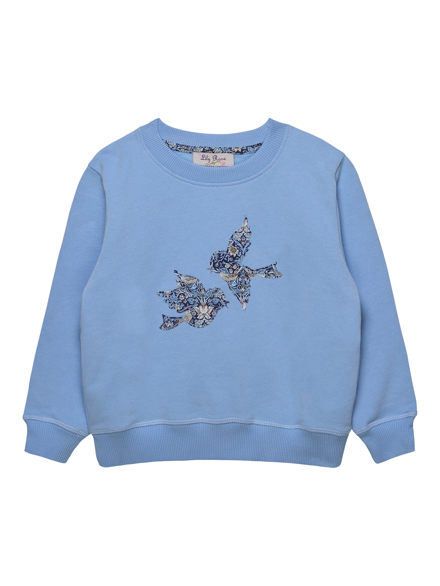 Product image 1 of 2, which shows Trotters Kids' Strawberry Thief Jumper, Blue, 2-3 years