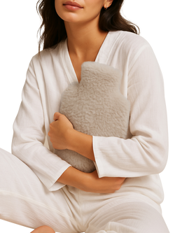 totes Toasties Textured Faux Fur Hot Water Bottle, Grey - view 2, Grey