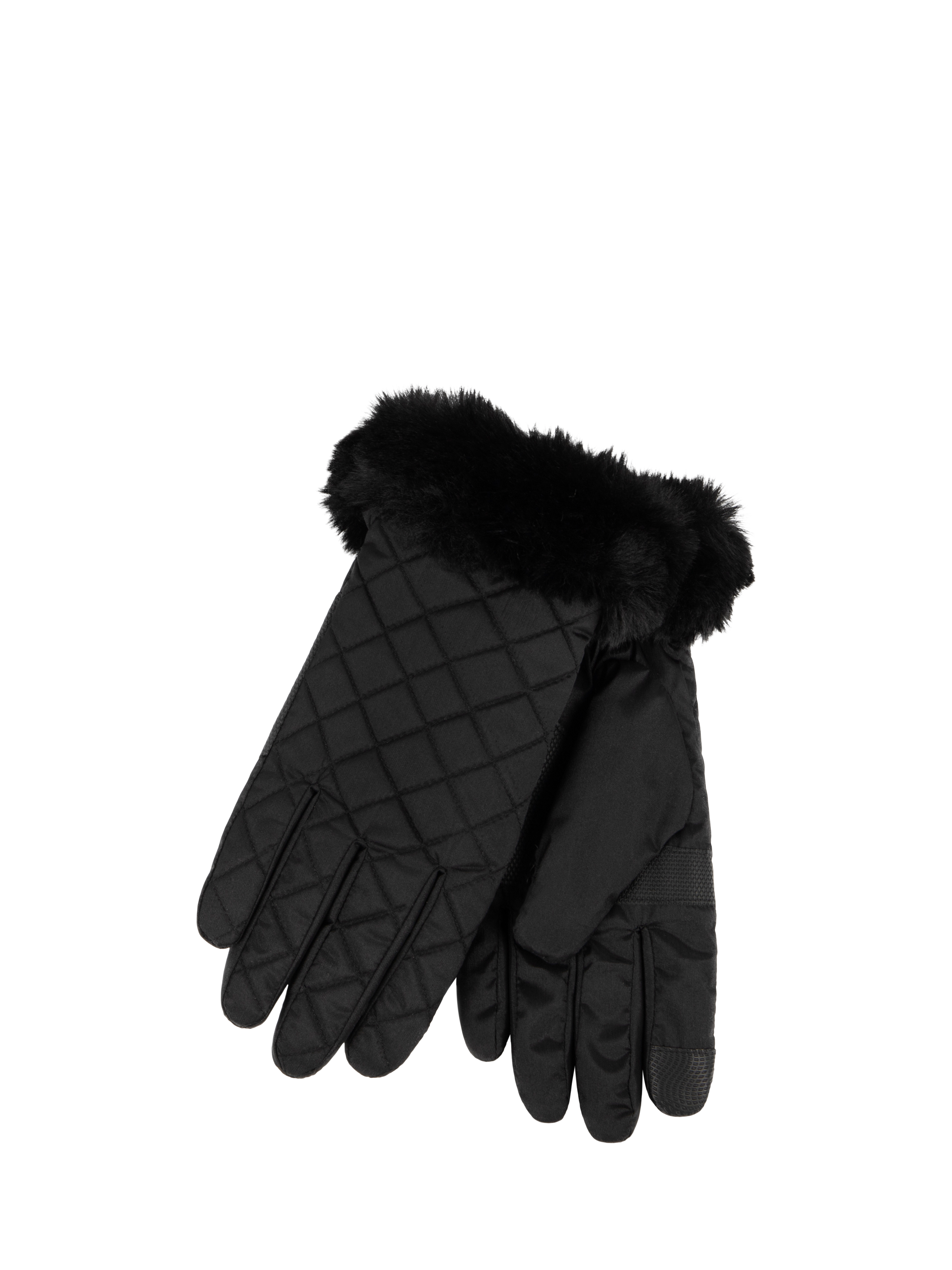 Product image 1 of 2, which shows totes Isotoner Women's SmarTouch Padded Fur Cuff Gloves, Black, M/L