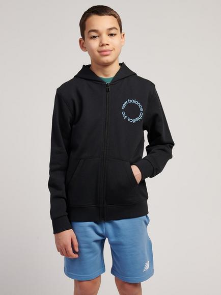 New Balance Kids' Cotton Zip Hoodie, Caviar, Caviar