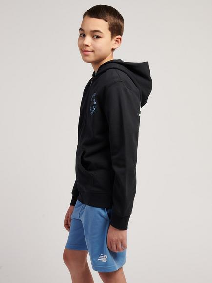 New Balance Kids' Cotton Zip Hoodie, Caviar - view 2, Caviar