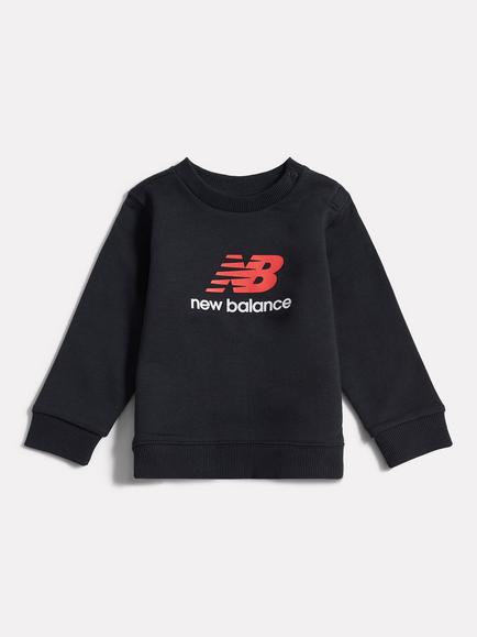 New Balance Kids' Cotton Blend Crew Neck Stacked Logo Sweatshirt, Nb Caviar, Nb Caviar