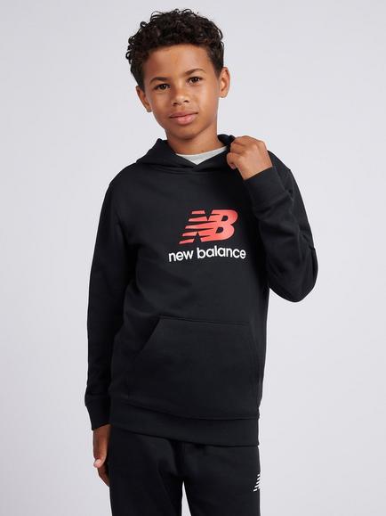 New Balance Kids' Cotton Stacked Logo Hoodie, Caviar