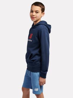 New Balance Boys French Terry Stacked Logo Hoodie - view 2, Nb Navy