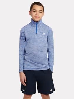 New Balance Kids' Athletics Quarter Zip Funnel Neck Top, Blue