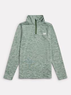 New Balance Kids' Athletics Quarter Zip Funnel Neck Top, Dark Alpine Green