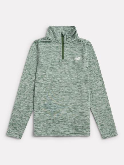 New Balance Kids' Athletics Quarter Zip Funnel Neck Top, Dark Alpine Green
