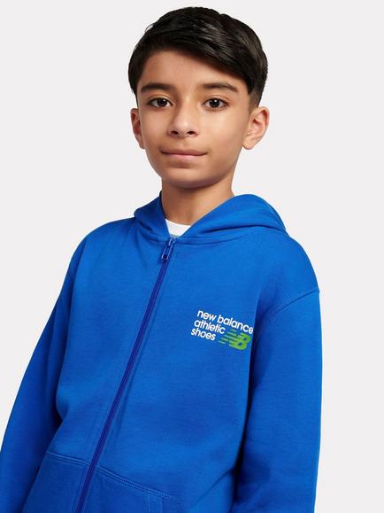 New Balance Kids' Athletics Premium Full Zip Hoodie, Blue Gemstone, Blue Gemstone