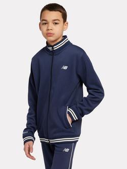 New Balance Kids' Double Knit Full Zip Funnel Top, Navy, Navy