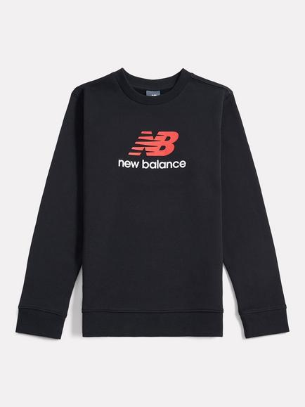 New Balance Kids' Cotton Crew Neck Stacked Logo Sweatshirt, Nb Caviar