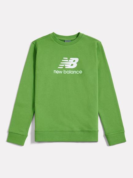 New Balance Kids' Cotton Crew Neck Stacked Logo Sweatshirt, Alpine Green