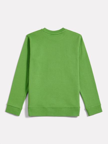 New Balance Kids' Cotton Crew Neck Stacked Logo Sweatshirt - view 2, Alpine Green