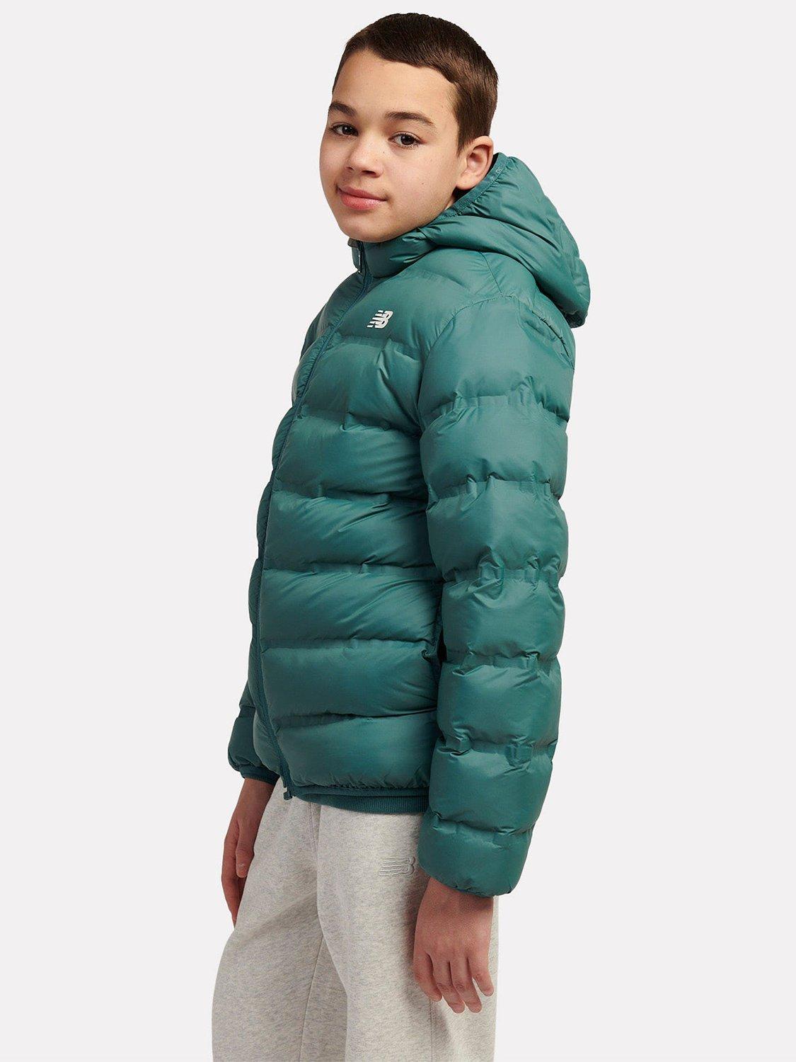 Product image 2 of 9, which shows New Balance Kids' Hooded Quilted Jacket, New Spruce, 7-8 years