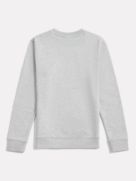 New Balance Kids' Cotton Crew Neck Stacked Logo Sweatshirt - view 2, Grey Heather