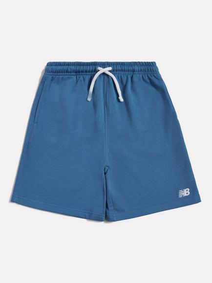 New Balance Kids' French Terry Small Logo Shorts, Shoreline Blue