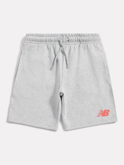 New Balance Kids' French Terry Stacked Logo Short, Grey Heather