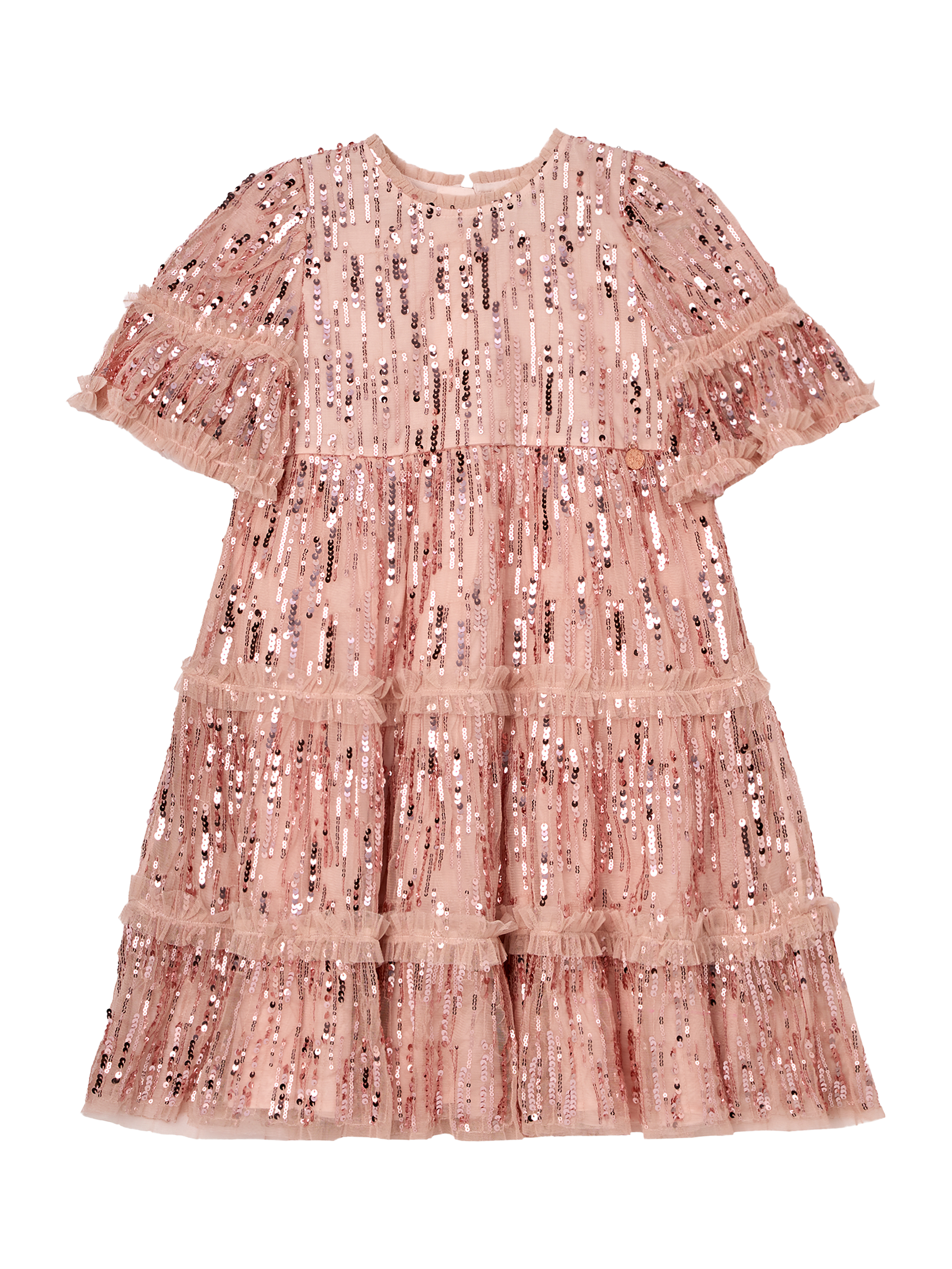 Product image 7 of 9, which shows Angel & Rocket Kids' Short Sleeve Sequin Dress, Pink, 3 years